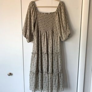 Piper & Scoot Floral Smocked Tiered Midi Dress
